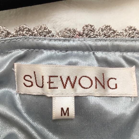 Sue Wong Y2K Beaded Silver Crocket Embellished  Ruffle Dress M - Picture 10 of 12